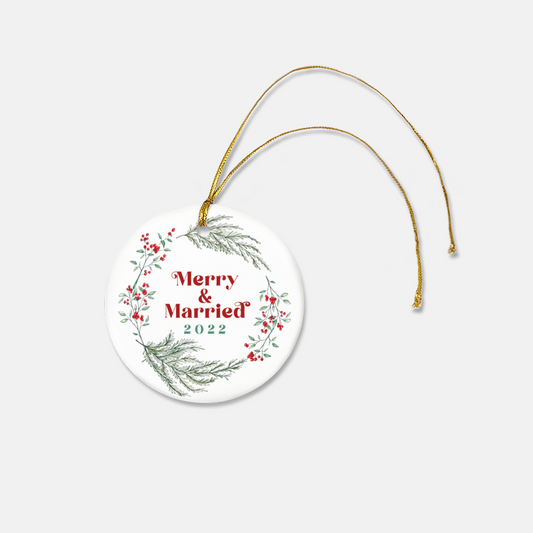 Merry & Married Ceramic Ornament