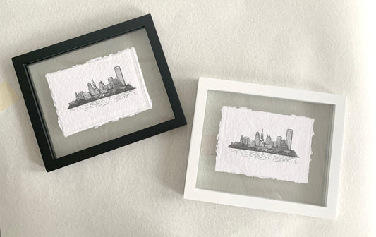 Framed Letterpress Print of Buffalo, NY Skyline Illustration